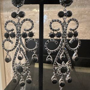 Elegant Black and Silver Dangle Earrings